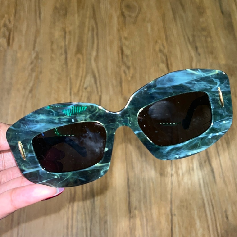 Loewe Anagram Marbled Green Cat Eye Sunglasses